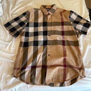 Authentic Burberry short sleeve plaid collared